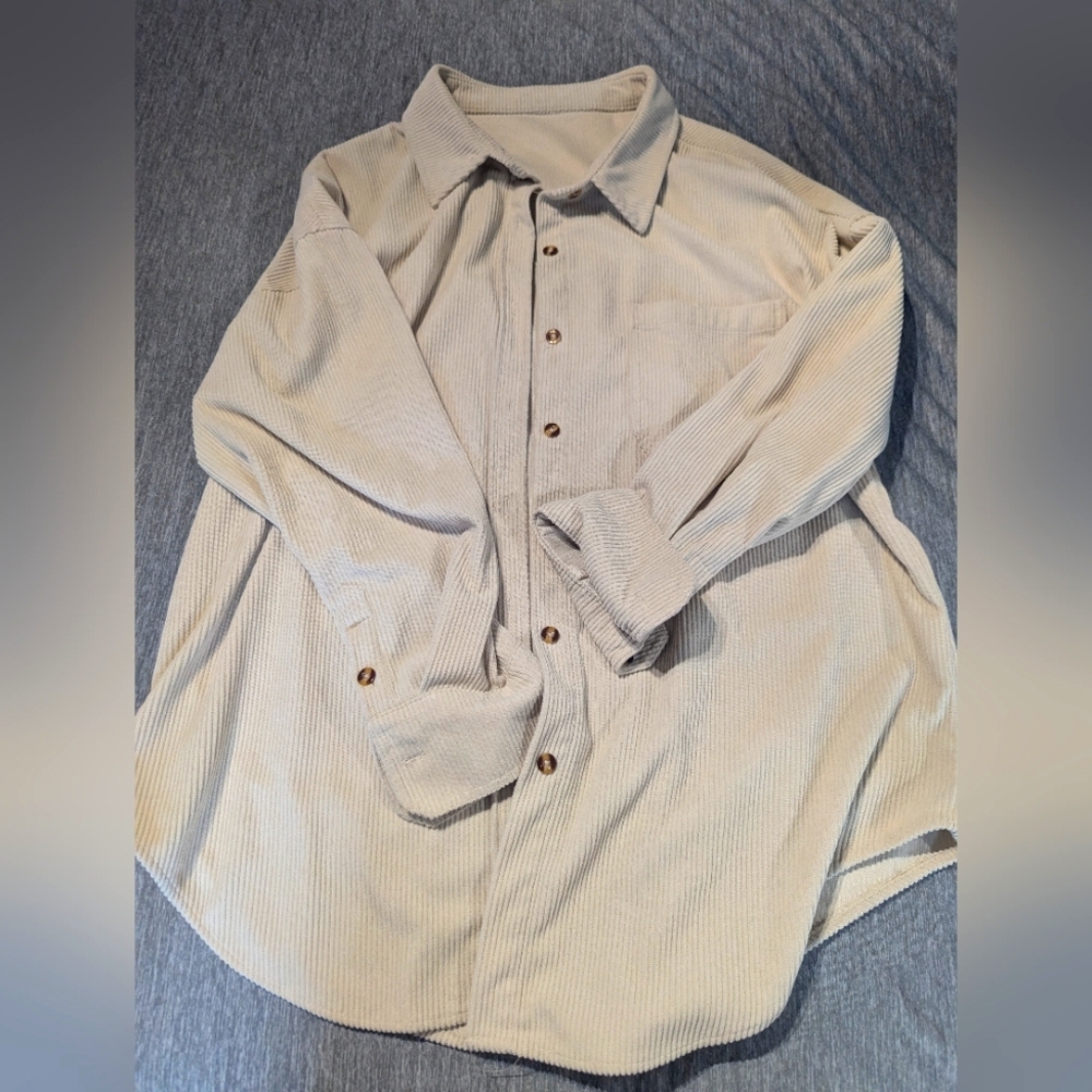 Cream Corduroy Shacket